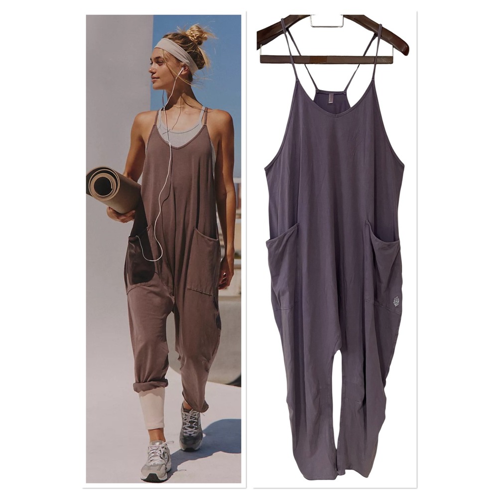 Free People Movement Hot Shot Onesie Purple Graphite Jumpsuit Beach Lounge S NEW
